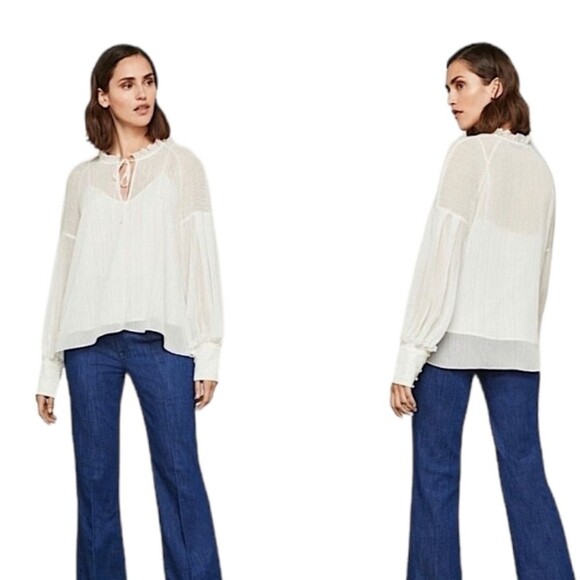 BCBGMAXAZRIA LUREX Shiffon Blouse SIZE‎ XSMALL - Picture 15 of 15